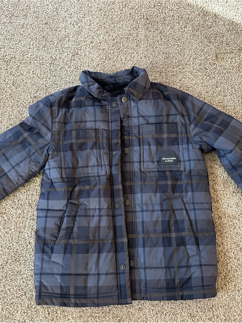 Abercrombie & Fitch Navy Plaid Quilted Jacket